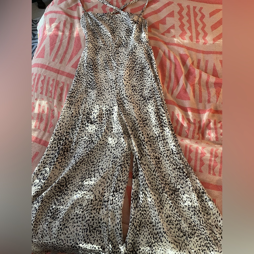 Olivaceous animal print jumpsuit